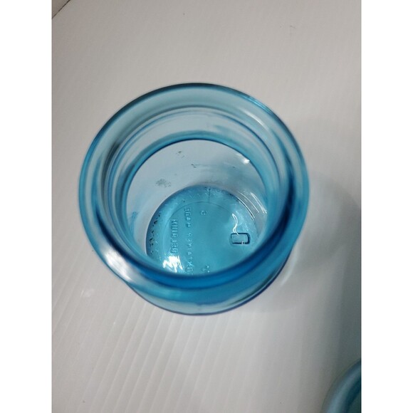 RARE Vtg Blue Glass Apothecary Bubble Lid Jars Bottles Set Of 3 MCM Belgium - Picture 11 of 14